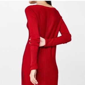 Eileen Fisher Red Merino Wool Tunic Sweater Top Petite